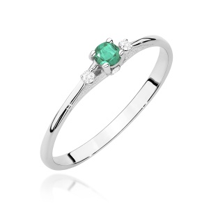 Pierścionek W0614 Szmaragd 0,15ct białe złoto 375