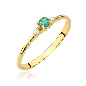 Pierścionek W0614 Szmaragd 0,15ct żółte złoto 375