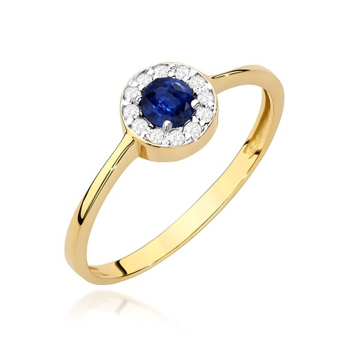 Pierścionek W0616 Szafir 0,30ct żółte złoto 375