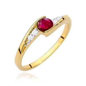Pierścionek W0618 Rubin 0,30ct żółte złoto 375