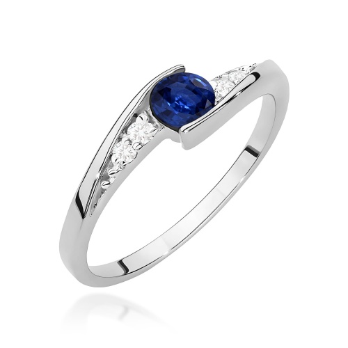 Inel W0618 Safir 0,30ct Aur alb 375