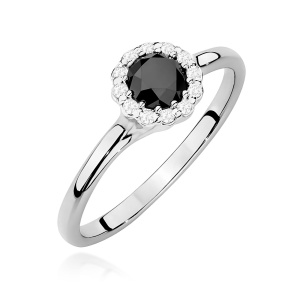 Pierścionek W0622 Czarny Diament 0,50ct białe złoto 375