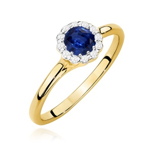 Pierścionek W0622 Szafir 0,50ct żółte złoto 375