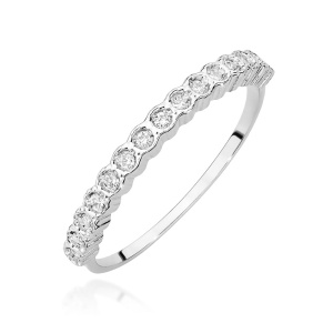 Pierścionek W0634 z diamentami białe złoto 375