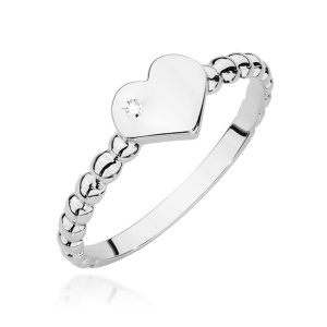 Pierścionek W0637 Diament 0,01ct białe złoto 375