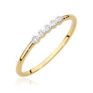 Pierścionek W0638 z diamentami żółte złoto 375