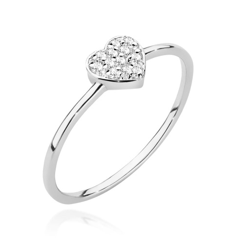Pierścionek W0641 z diamentami białe złoto 375
