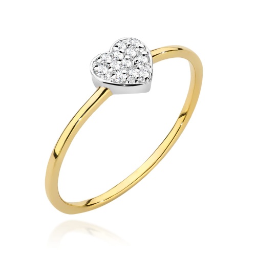 Pierścionek W0641 z diamentami żółte złoto 375