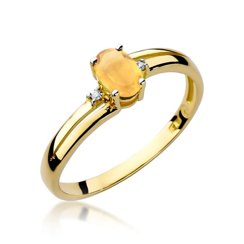 Pierścionek W0068 Cytryn 0,60ct żółte złoto 375