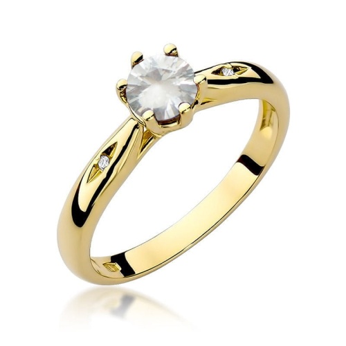 Pierścionek W0074 Biały Szafir 0,60ct żółte złoto 375