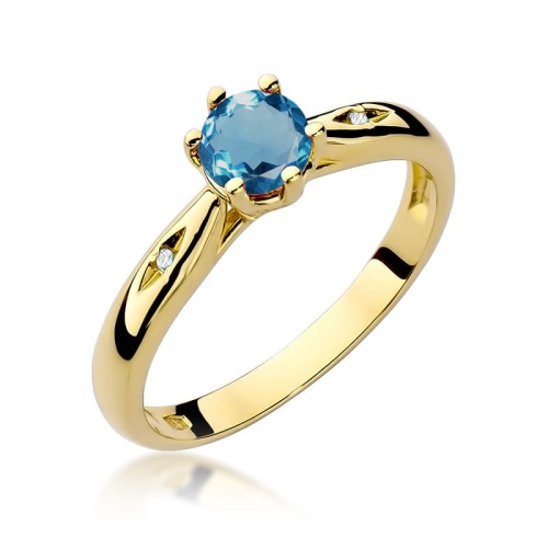 Pierścionek W0074 Topaz London Blue 0,50ct żółte złoto 375