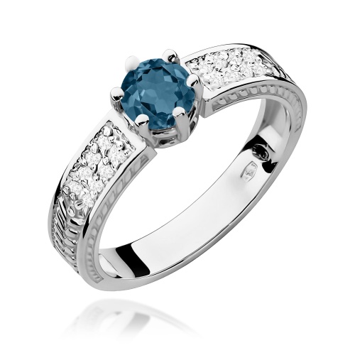 Gyűrű W0075 Topáz London Blue 0,50ct Fehérarany 375