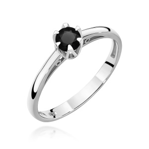 Pierścionek W0133 Czarny Diament 0,20ct białe złoto 375