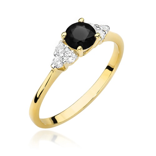 Pierścionek W0451 Czarny Diament 0,50ct żółte złoto 375