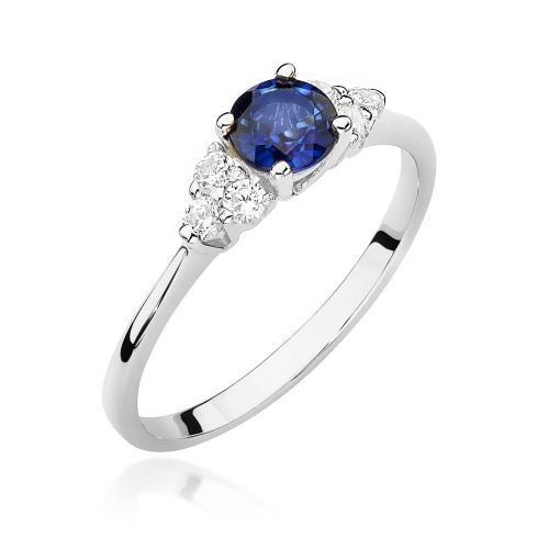 Inel W0451 Safir 0,50ct Aur alb 375