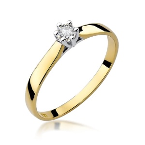 Pierścionek W0222 Diament 0,12ct żółte złoto 375