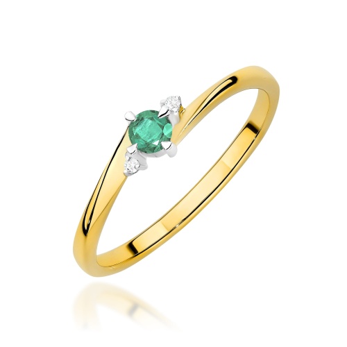 Pierścionek W0346 Szmaragd 0,15ct żółte złoto 375