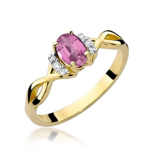 Pierścionek W0019 Różowy Szafir 0,45ct żółte złoto 375