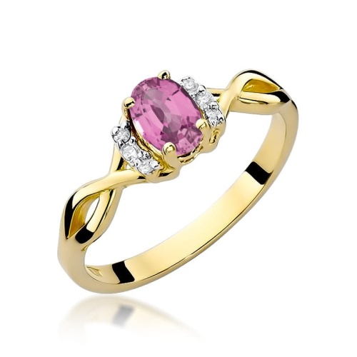 Pierścionek W0019 Różowy Szafir 0,45ct żółte złoto 375