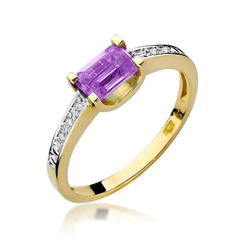 Pierścionek W0105 Ametyst 0,60ct żółte złoto 375