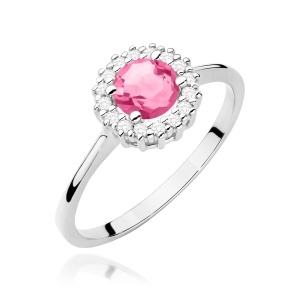 Pierścionek W0572 Różowy Topaz 0,60ct białe złoto 375