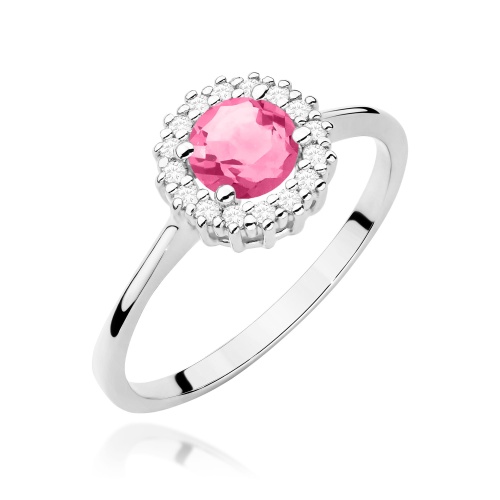 Pierścionek W0572 Różowy Topaz 0,60ct białe złoto 375