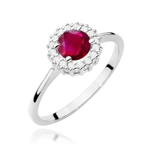 Pierścionek W0572 Rubin 0,60ct białe złoto 375