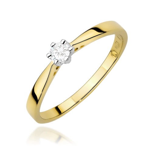 Pierścionek W0229 Diament 0,12ct żółte złoto 375