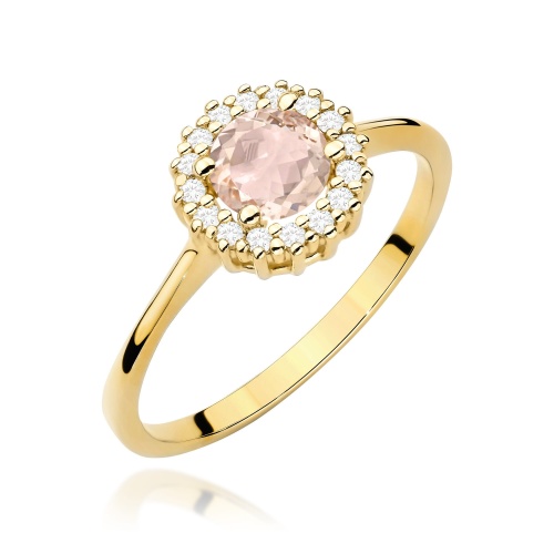 Pierścionek W0572 Morganit 0,40ct żółte złoto 375