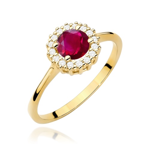 Pierścionek W0572 Rubin 0,60ct żółte złoto 375