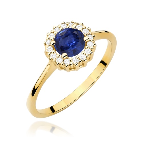 Pierścionek W0572 Szafir 0,50ct żółte złoto 375