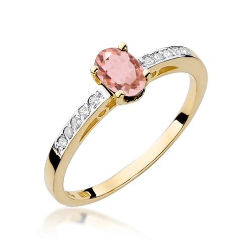 Pierścionek W067 Morganit 0,40ct żółte złoto 375