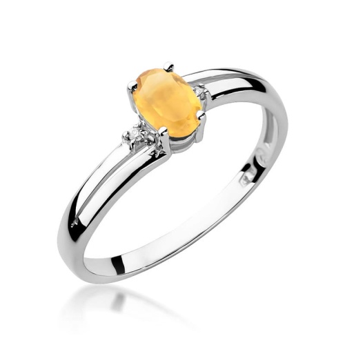 Pierścionek W0068 Cytryn 0,60ct białe złoto 375