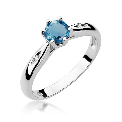 Pierścionek W0074 Topaz London Blue 0,50ct białe złoto 375