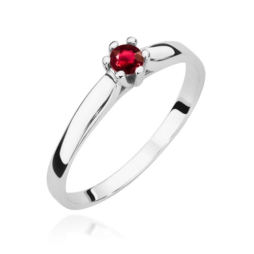Pierścionek W0222 Rubin 0,15ct białe złoto 375