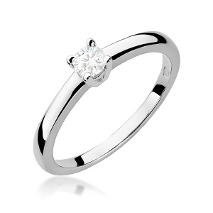 Pierścionek W0292 Diament 0,15ct białe złoto 375