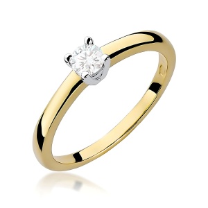 Pierścionek W0292 Diament 0,25ct żółte złoto 375