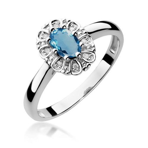 Pierścionek W0304 Topaz London Blue 0,50ct białe złoto 375