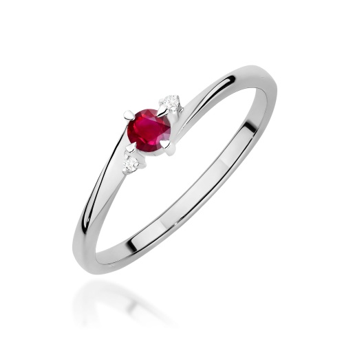 Pierścionek W0346 Rubin 0,15ct białe złoto 375