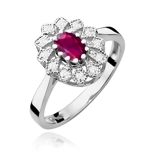 Pierścionek W0354 Rodolit 0,50ct białe złoto 375