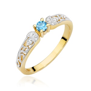 Pierścionek W0411 Topaz Swiss 0,15ct żółte złoto 375