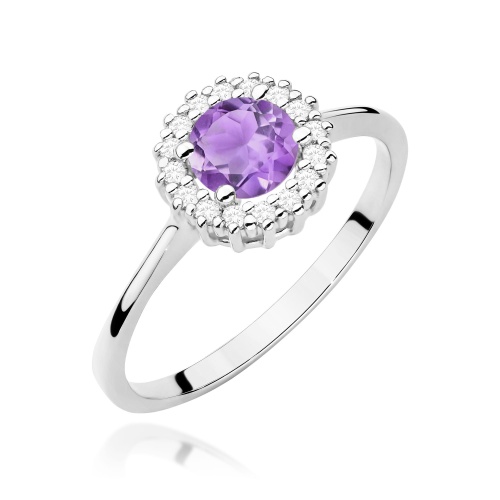 Pierścionek W0572 Ametyst 0,50ct białe złoto 375