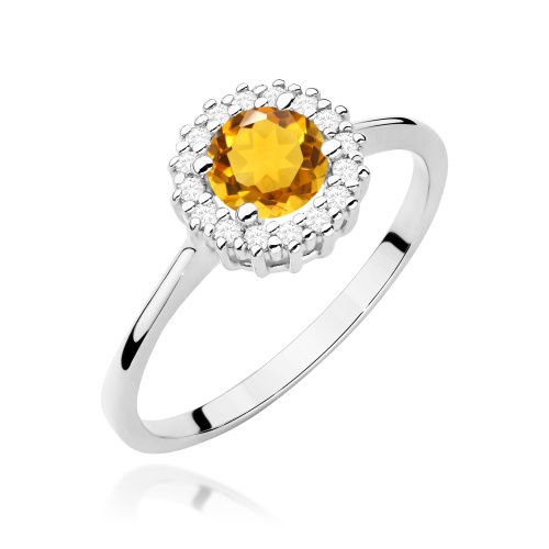Pierścionek W0572 Cytryn 0,50ct białe złoto 375