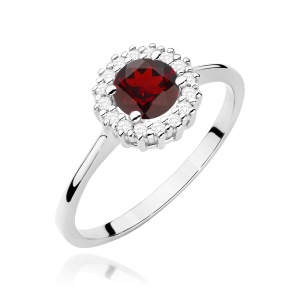 Pierścionek W0572 Granat 0,60ct białe złoto 375