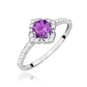 Pierścionek W0603 Ametyst 0,50ct białe złoto 375