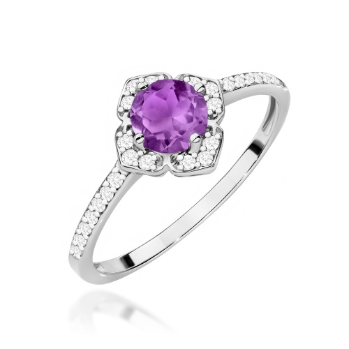 Pierścionek W0603 Ametyst 0,50ct białe złoto 375