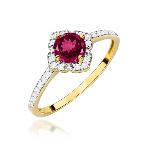 Pierścionek W0603 Rodolit 0,60ct żółte złoto 375