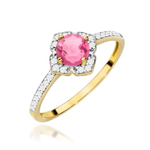 Pierścionek W0603 Różowy Topaz 0,60ct żółte złoto 375