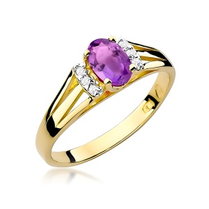 Pierścionek W0005 Ametyst 0,40ct żółte złoto 375