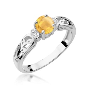 Pierścionek W0014 Cytryn 0,50ct białe złoto 375